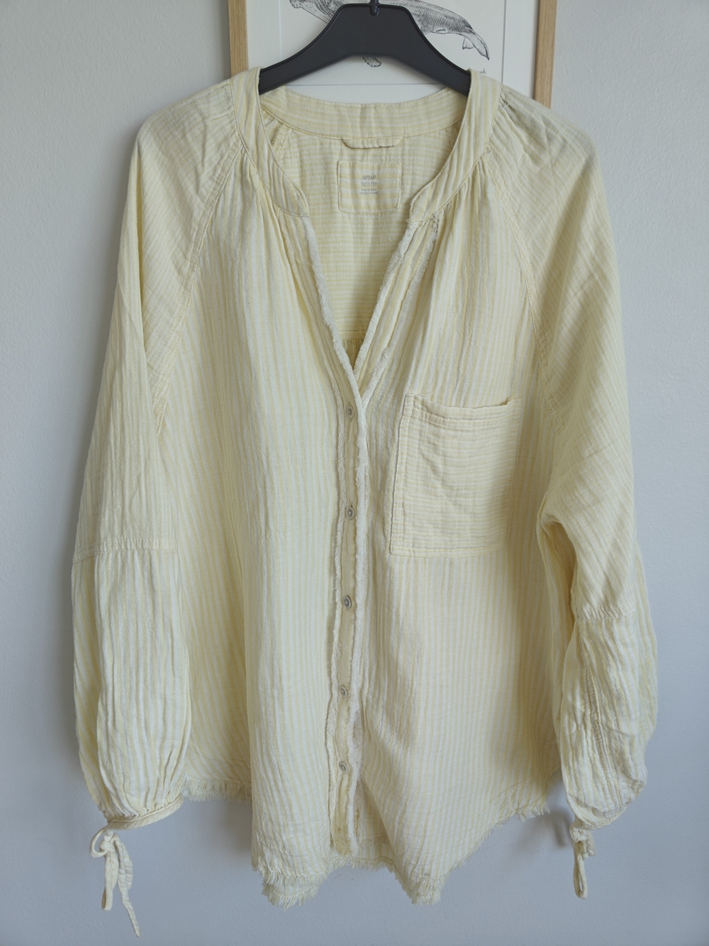 aerie Pale Yellow Striped Button-Front Blouse